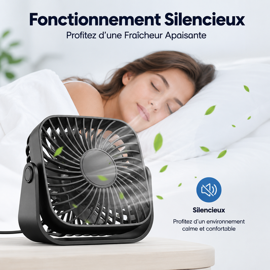 Mini Ventilateur de Bureau — 3 Vitesses USB