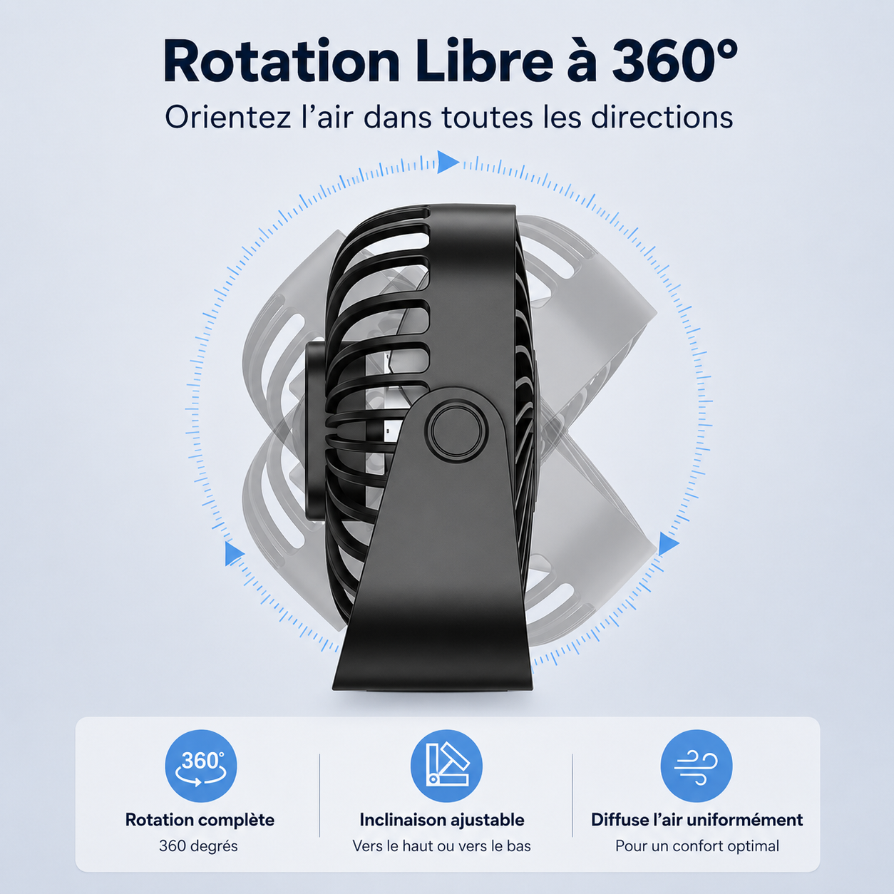 Mini Ventilateur de Bureau — 3 Vitesses USB