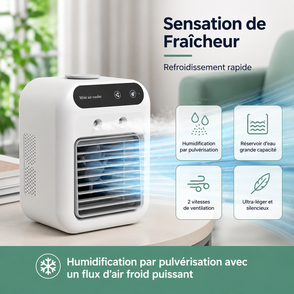 Refroidisseur d'Air Portable — Ventilation & Humidification