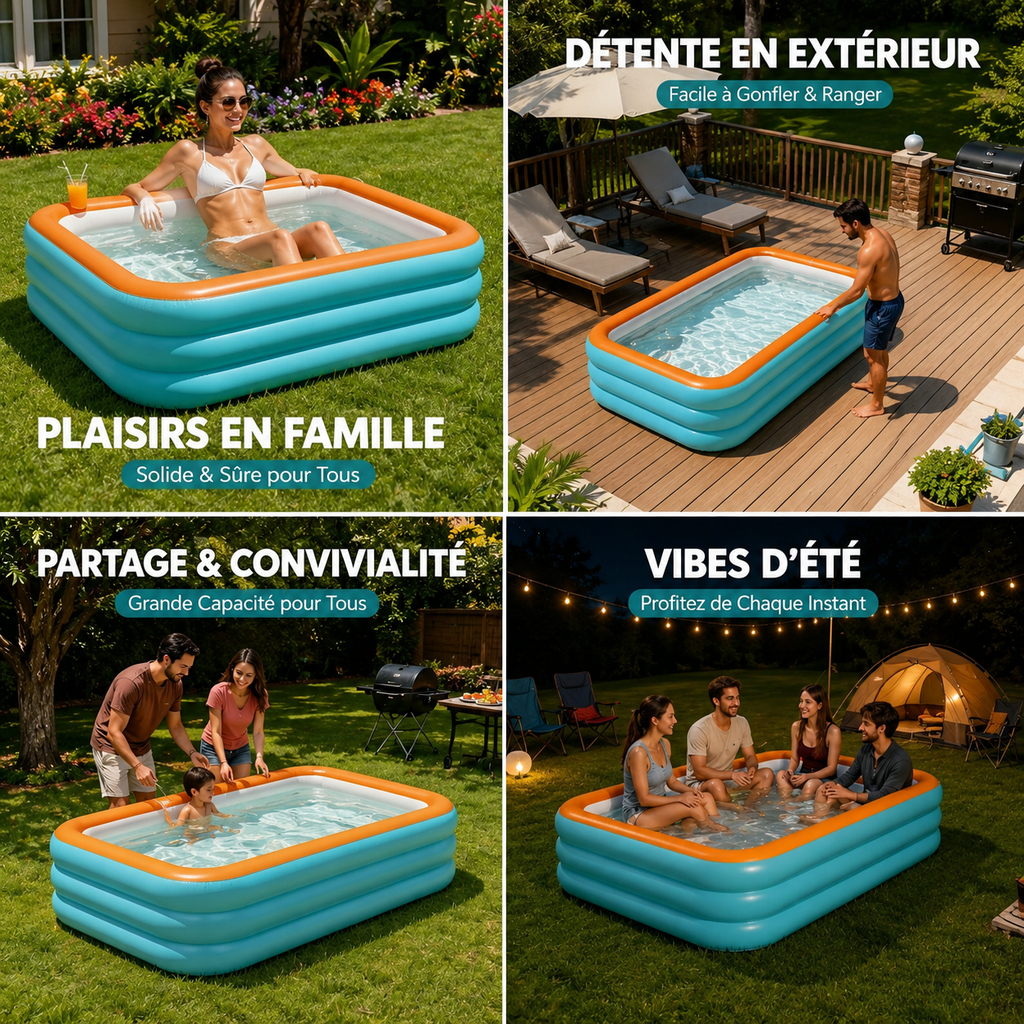 Piscine Gonflable Rectangulaire — Format Famille