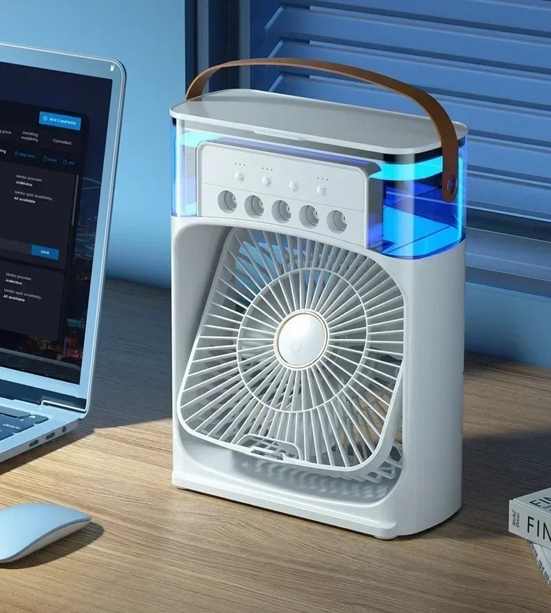 Rafraîchisseur d'Air 3-en-1 — Ventilateur, Brumisateur & Veilleuse