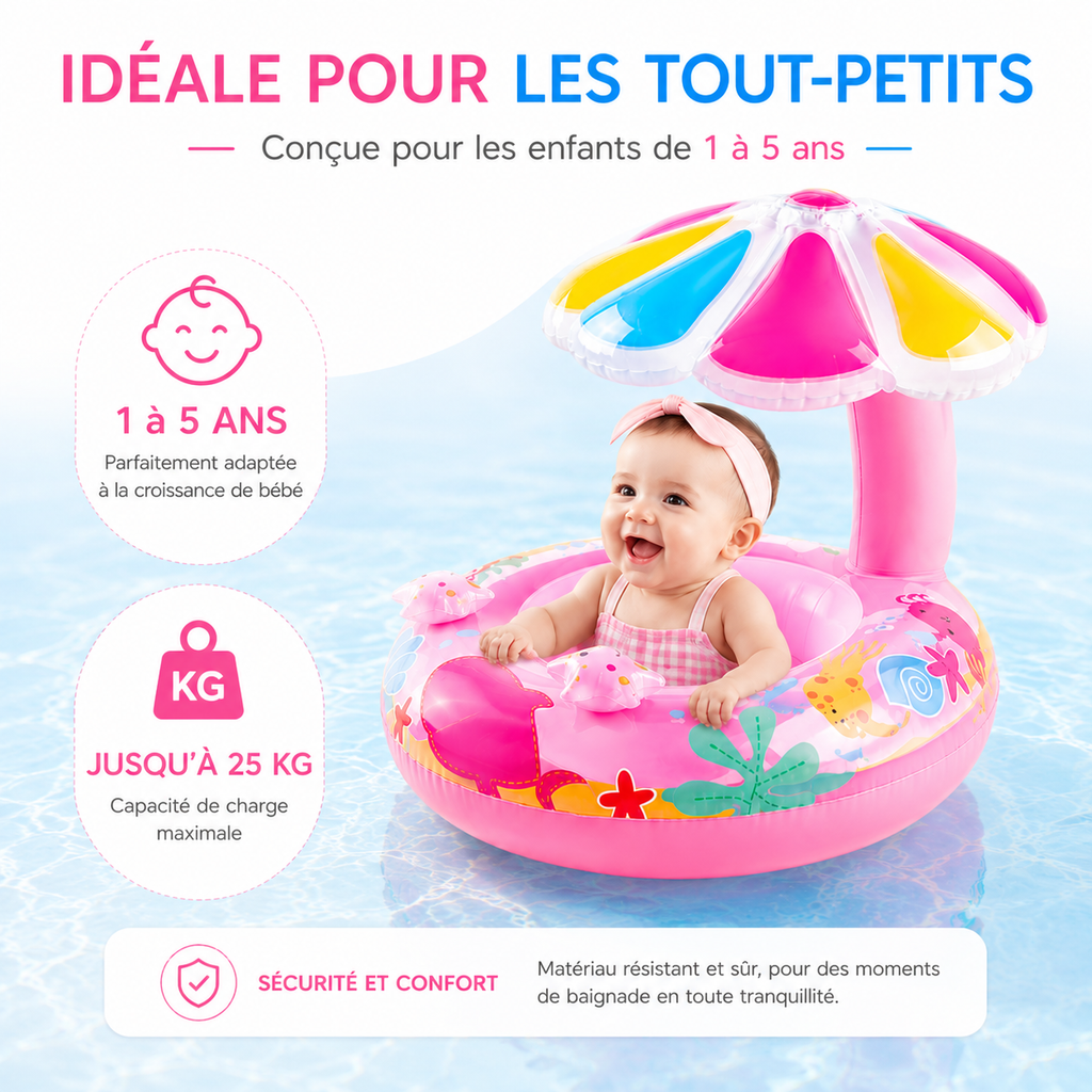 Bouée de Piscine Champignon avec Ombrage